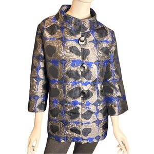 Lior Paris Vanya Blue Black Abstract Statement Jacket XL